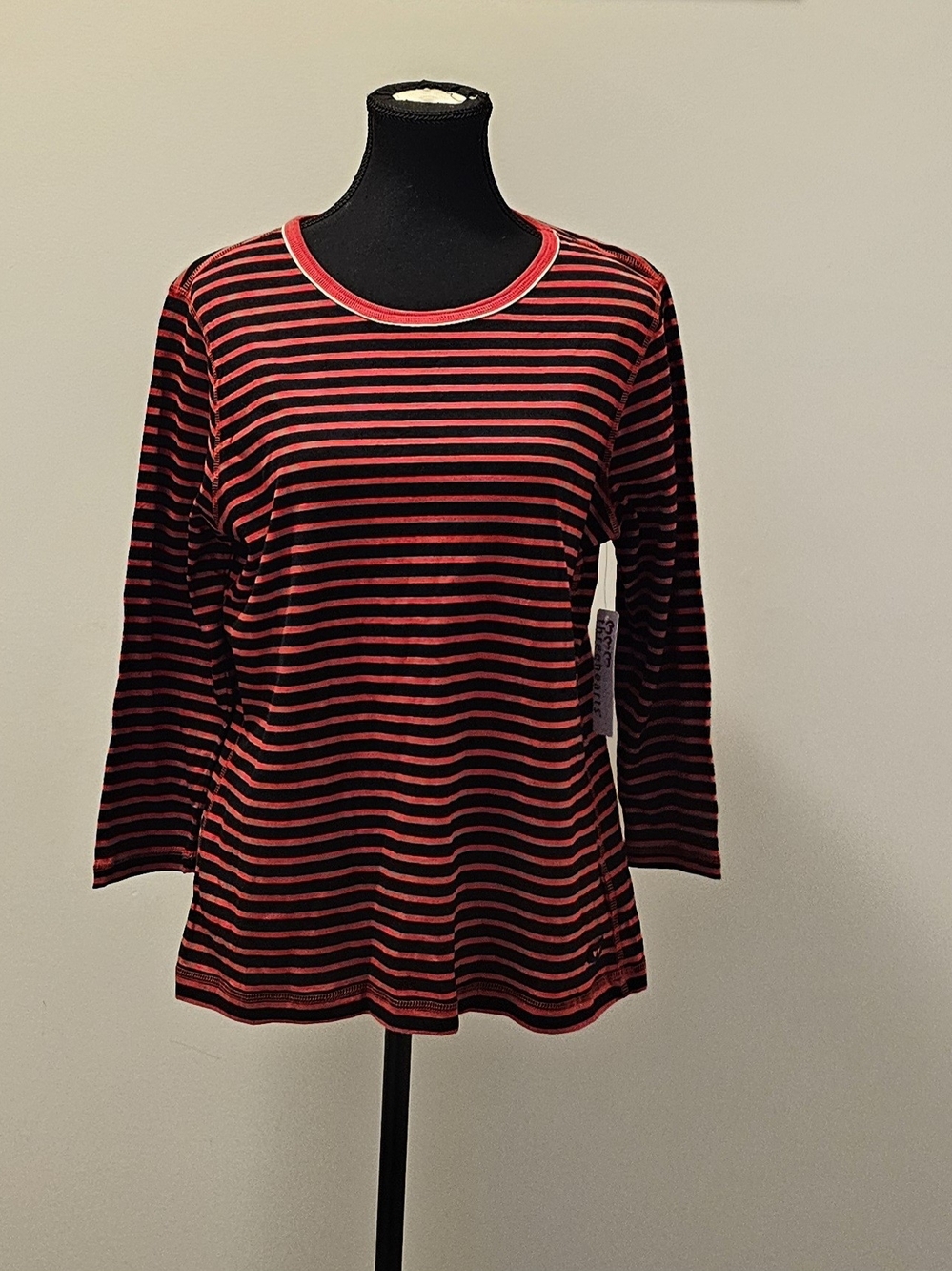 Three Hearts Black and Red Striped Top